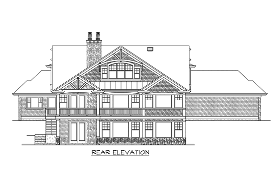 Exterior - Rear Elevation for Craftsman House Plan #132-229 - 5 bed, 5 bath