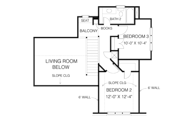 Floor Plan - Upper Floor for European House Plan #410-226 - 3 bed, 2.5 bath