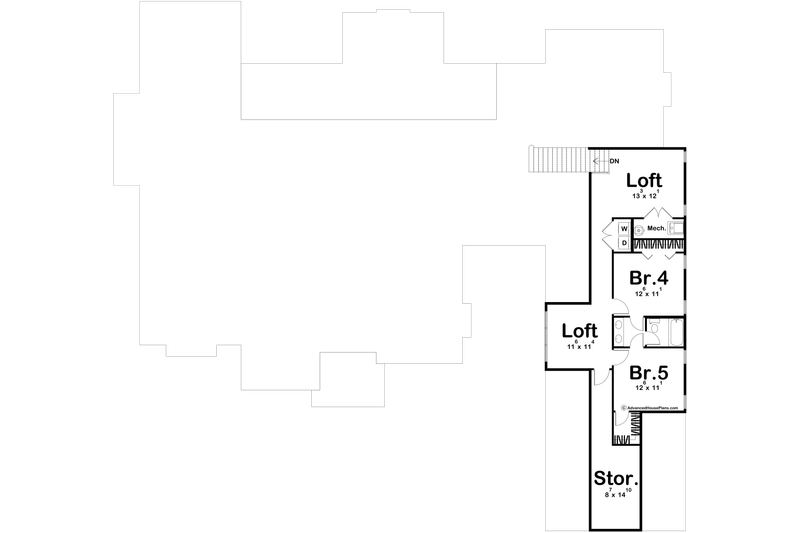 Home Plan - Floor Plan - Upper Floor for Modern House Plan #455-513 - 5 bed, 3.5 bath