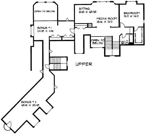 Traditional Floor Plan - Upper Floor Plan #303-325