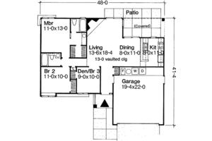 Floor Plan - Main Floor for Ranch House Plan #320-319 - 2 bed, 2 bath