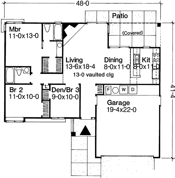 Architectural House Design - Ranch Floor Plan - Main Floor Plan #320-319