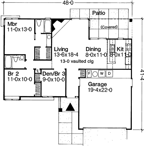 House Blueprint - Ranch Floor Plan - Main Floor Plan #320-319