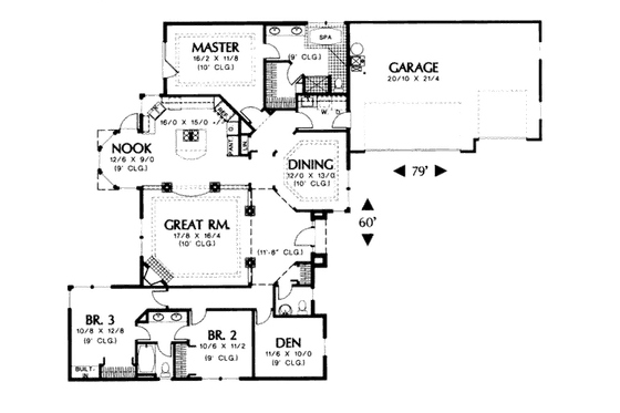 Floor Plan - Main Floor for Traditional House Plan #48-206 - 3 bed, 2.5 bath