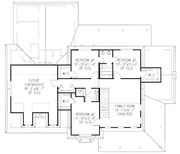 Farmhouse Floor Plan - Upper Floor Plan #11-205