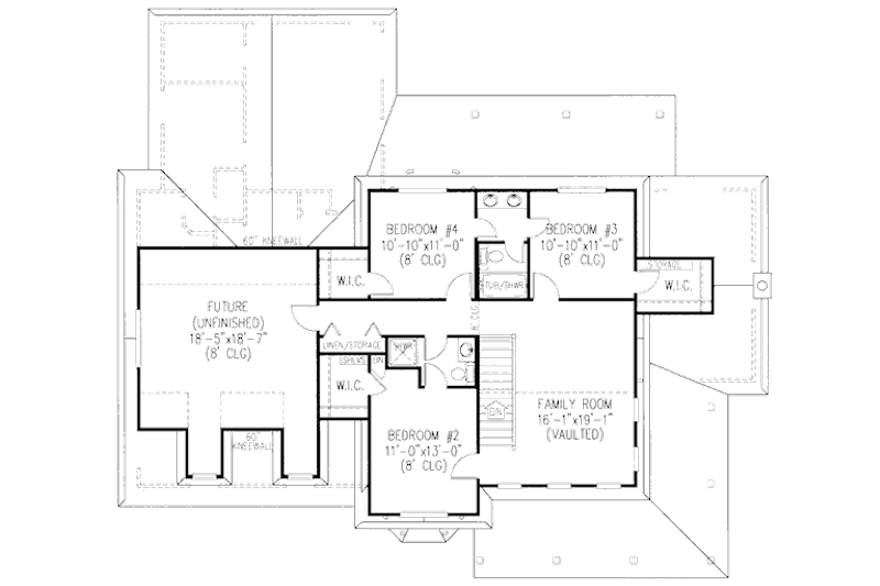 Architectural House Design - Floor Plan - Upper Floor for Farmhouse House Plan #11-205 - 4 bed, 5 bath