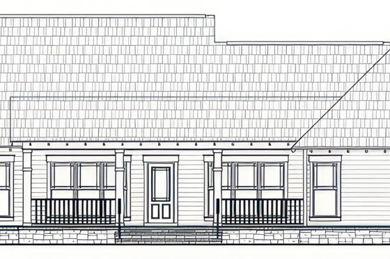 Exterior - Rear Elevation for Ranch House Plan #21-650 - 3 bed, 2 bath