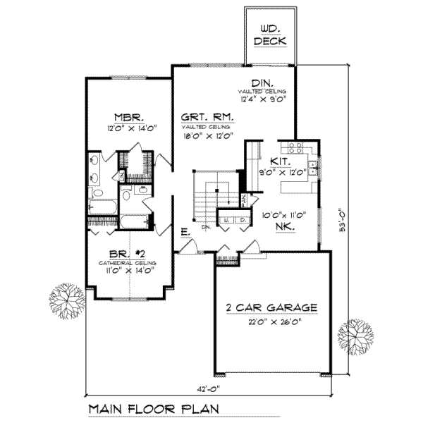 Home Plan - Traditional Floor Plan - Main Floor Plan #70-107