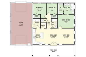 Floor Plan - Main Floor for Barndominium House Plan #1092-32 - 3 bed, 2 bath