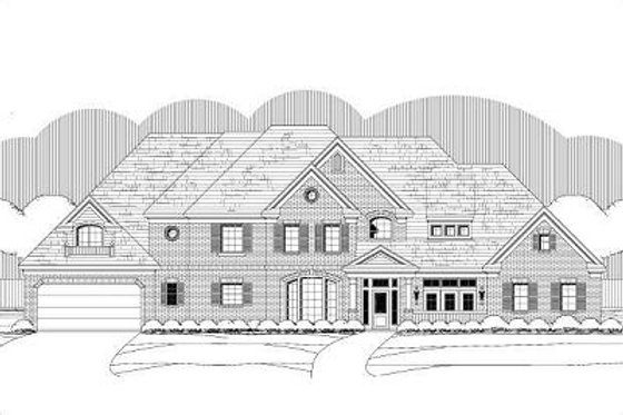 Exterior - Front Elevation for European House Plan #411-779 - 5 bed, 4.5 bath