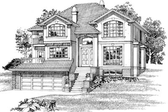 Exterior - Front Elevation for European House Plan #47-484 - 4 bed, 2.5 bath