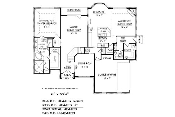 Floor Plan - Main Floor for Traditional House Plan #424-425 - 4 bed, 3.5 bath