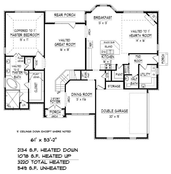 Traditional Floor Plan - Main Floor Plan #424-425