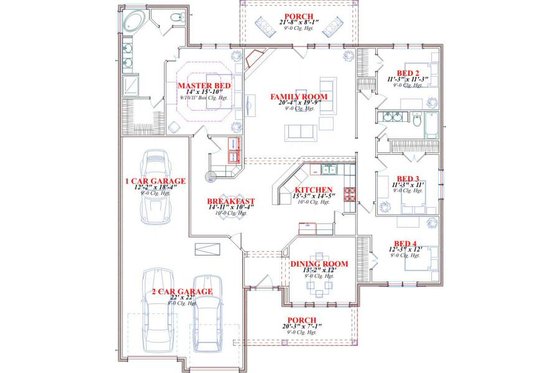 Floor Plan - Main Floor for Traditional House Plan #63-156 - 4 bed, 2 bath