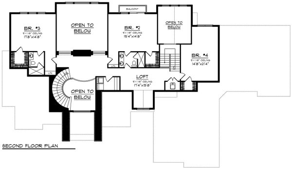 House Blueprint - Traditional Floor Plan - Upper Floor Plan #70-1206