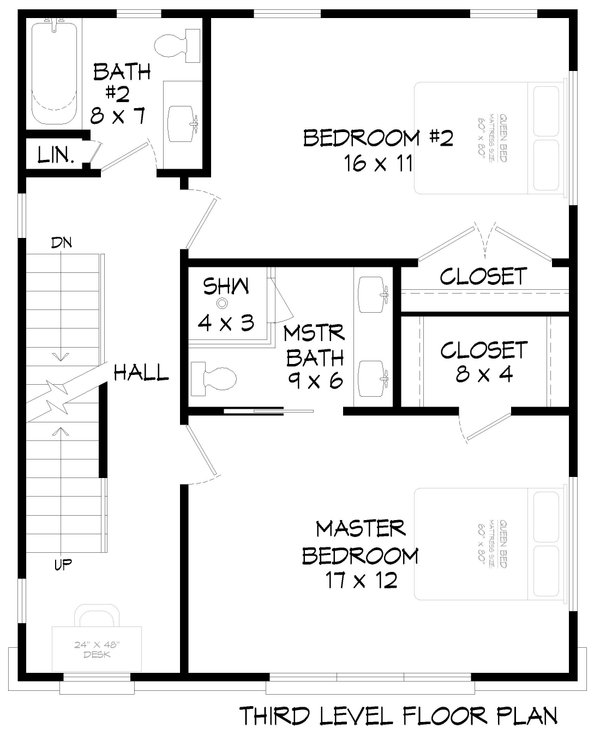 House Blueprint - Contemporary Floor Plan - Upper Floor Plan #932-1265
