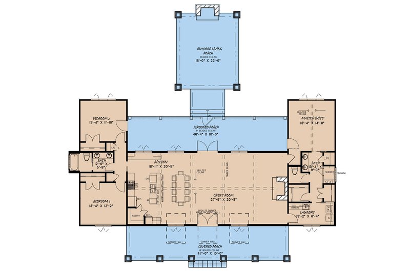 House Design - Floor Plan - Main Floor for Farmhouse House Plan #923-161 - 3 bed, 2 bath