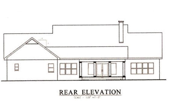 Exterior - Rear Elevation for Southern House Plan #44-111 - 4 bed, 3.5 bath