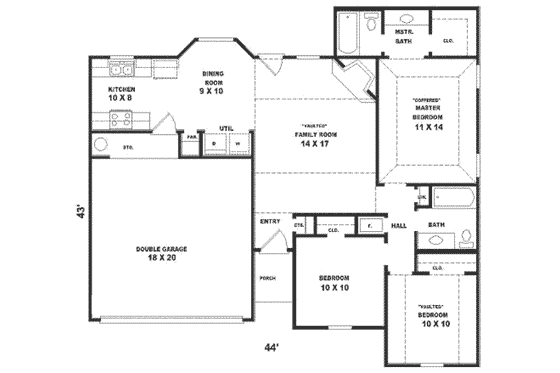 Floor Plan - Main Floor for Traditional House Plan #81-142 - 3 bed, 2 bath