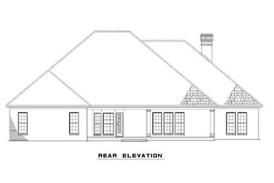 Exterior - Rear Elevation 1 for European House Plan #17-1038 - 3 bed, 2 bath