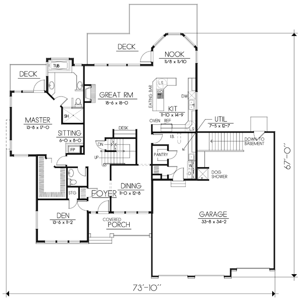 Traditional Floor Plan - Main Floor Plan #100-460