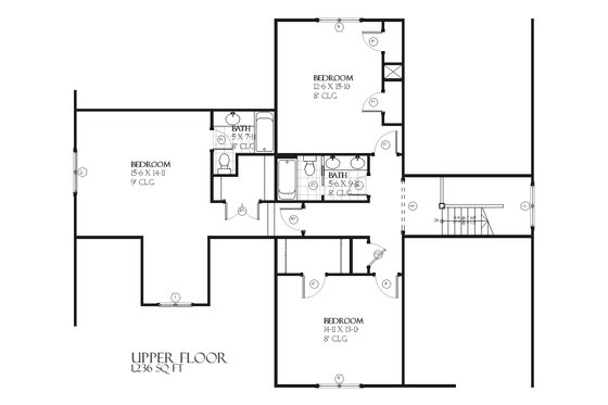 Floor Plan - Upper Floor for Farmhouse House Plan #901-58 - 4 bed, 3.5 bath