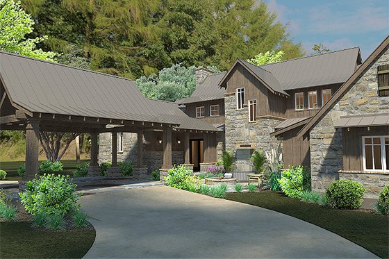 Country style home, craftsman detailing, front elevation