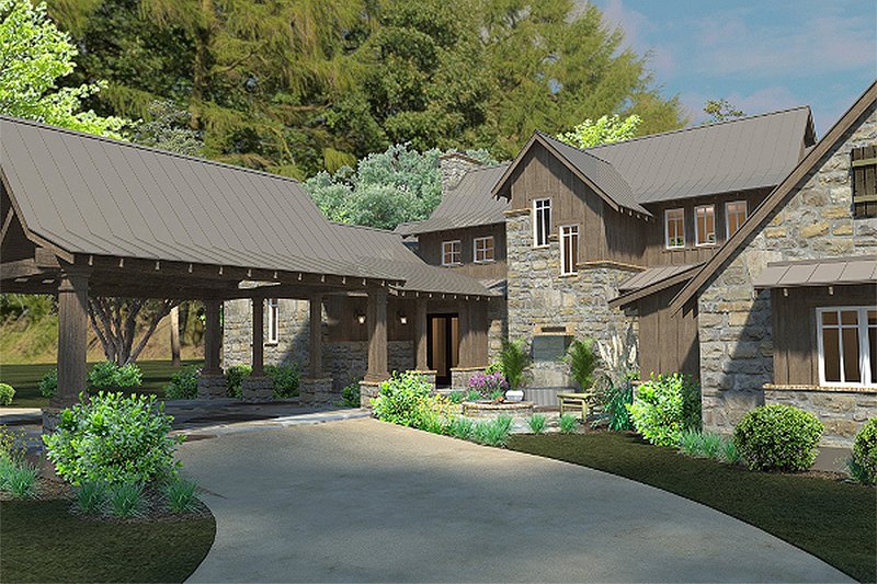 Dream House Plan - Country style home, craftsman detailing, front elevation