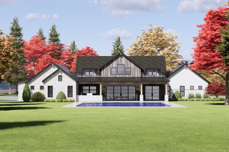 House Design - Exterior - Rear Elevation for Farmhouse House Plan #1096-32 - 4 bed, 4.5 bath