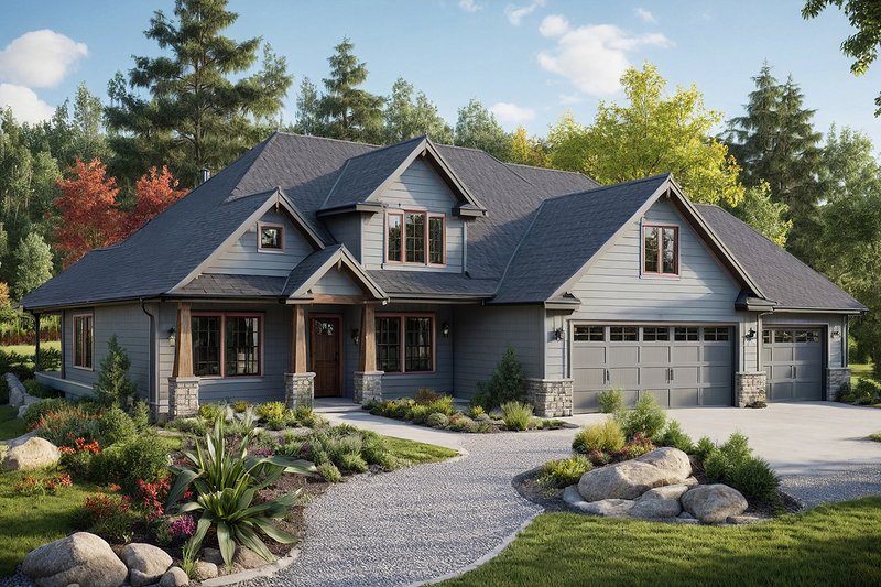 Farmhouse Style House Plan - 3 Beds 2.5 Baths 2208 Sq/Ft Plan #124-517 Exterior