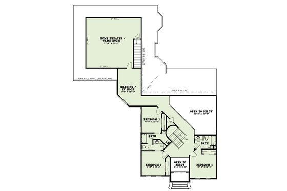 Floor Plan - Upper Floor for European House Plan #17-453 - 4 bed, 4 bath