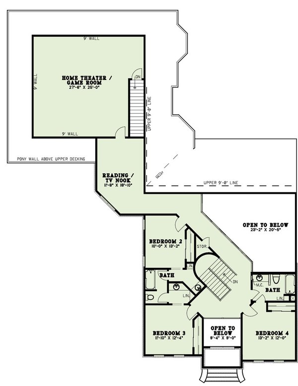 House Blueprint - European Floor Plan - Upper Floor Plan #17-453