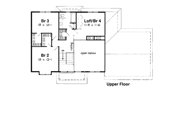 Floor Plan - Upper Floor for Traditional House Plan #312-803 - 3 bed, 2.5 bath