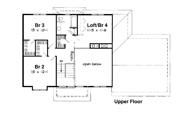 Traditional Floor Plan - Upper Floor Plan #312-803