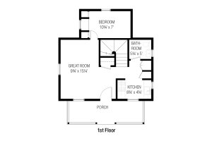Floor Plan - Main Floor for Cottage House Plan #915-14 - 3 bed, 1.5 bath