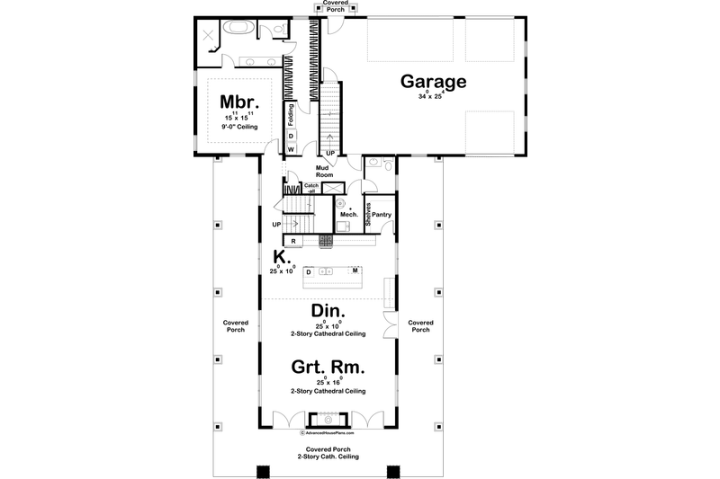 Architectural House Design - Floor Plan - Main Floor for Barndominium House Plan #455-250 - 4 bed, 3.5 bath