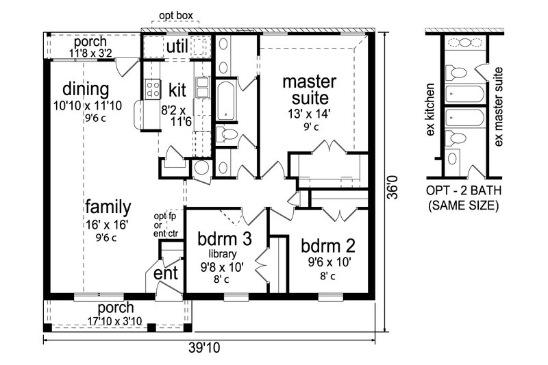 Home Plan - Floor Plan - Main Floor for Traditional House Plan #84-583 - 3 bed, 1 bath