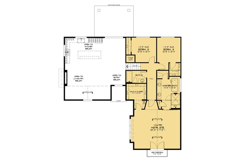 House Blueprint - Floor Plan - Upper Floor 2 for Contemporary House Plan #1066-158 - 4 bed, 3 bath