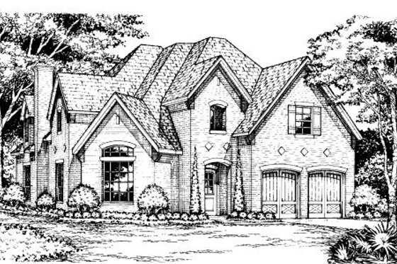Exterior - Front Elevation for European House Plan #141-297 - 3 bed, 3.5 bath