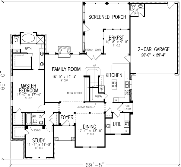 Architectural House Design - European Floor Plan - Main Floor Plan #410-412