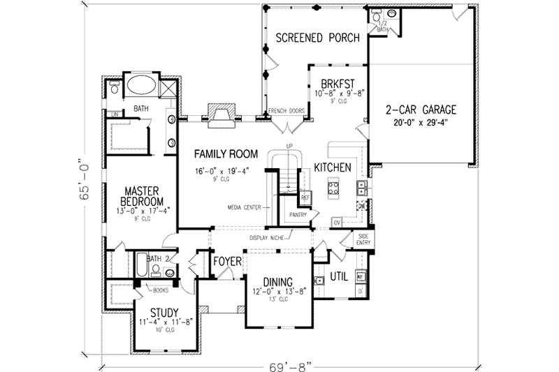 Dream House Plan - Floor Plan - Main Floor for European House Plan #410-412 - 3 bed, 4.5 bath