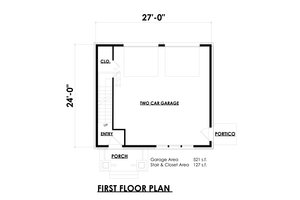 Floor Plan - Lower Floor for Craftsman House Plan #30-371 - 1 bed, 1 bath