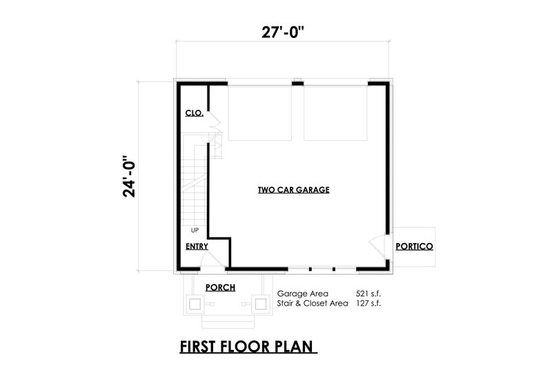 Architectural House Design - Floor Plan - Lower Floor for Craftsman House Plan #30-371 - 1 bed, 1 bath
