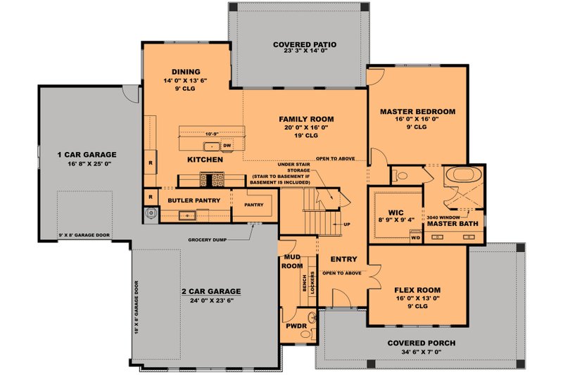 Home Plan - Floor Plan - Main Floor for Farmhouse House Plan #1111-36 - 4 bed, 3.5 bath