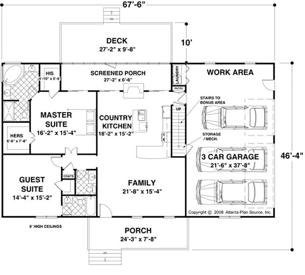 Ranch Style House  Plan  2  Beds 2  5 Baths  1500 Sq Ft Plan  