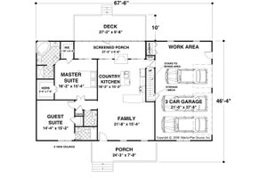 Floor Plan - Main Floor for Ranch House Plan #56-622 - 2 bed, 2.5 bath