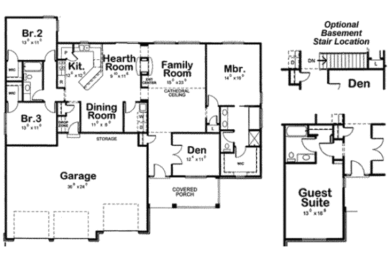 House Blueprint - Floor Plan - Main Floor for Traditional House Plan #20-1781 - 3 bed, 2 bath