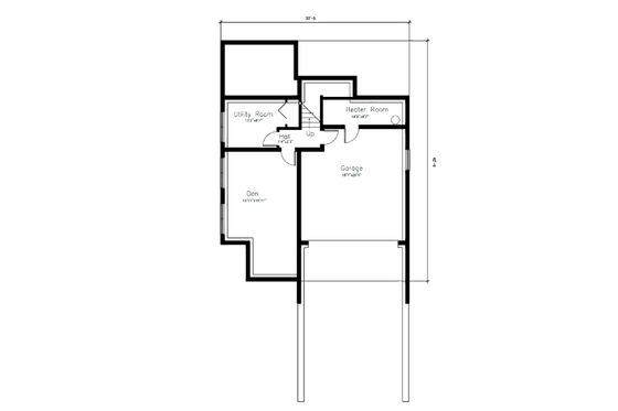 Floor Plan - Lower Floor for Modern House Plan #432-1 - 3 bed, 1.5 bath