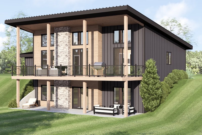 House Design - Exterior - Rear Elevation 2 for Contemporary House Plan #1064-459 - 2 bed, 2 bath