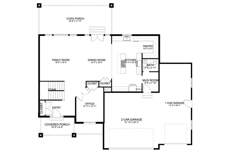 House Design - Floor Plan - Main Floor for Craftsman House Plan #1060-215 - 4 bed, 2.5 bath